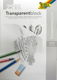 Transparentpapier-Block A4 25 Blatt weiss